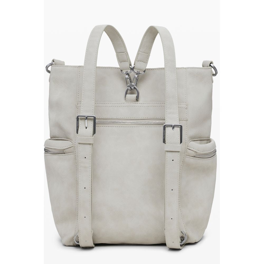 Front view with bag zipped and handles upright.