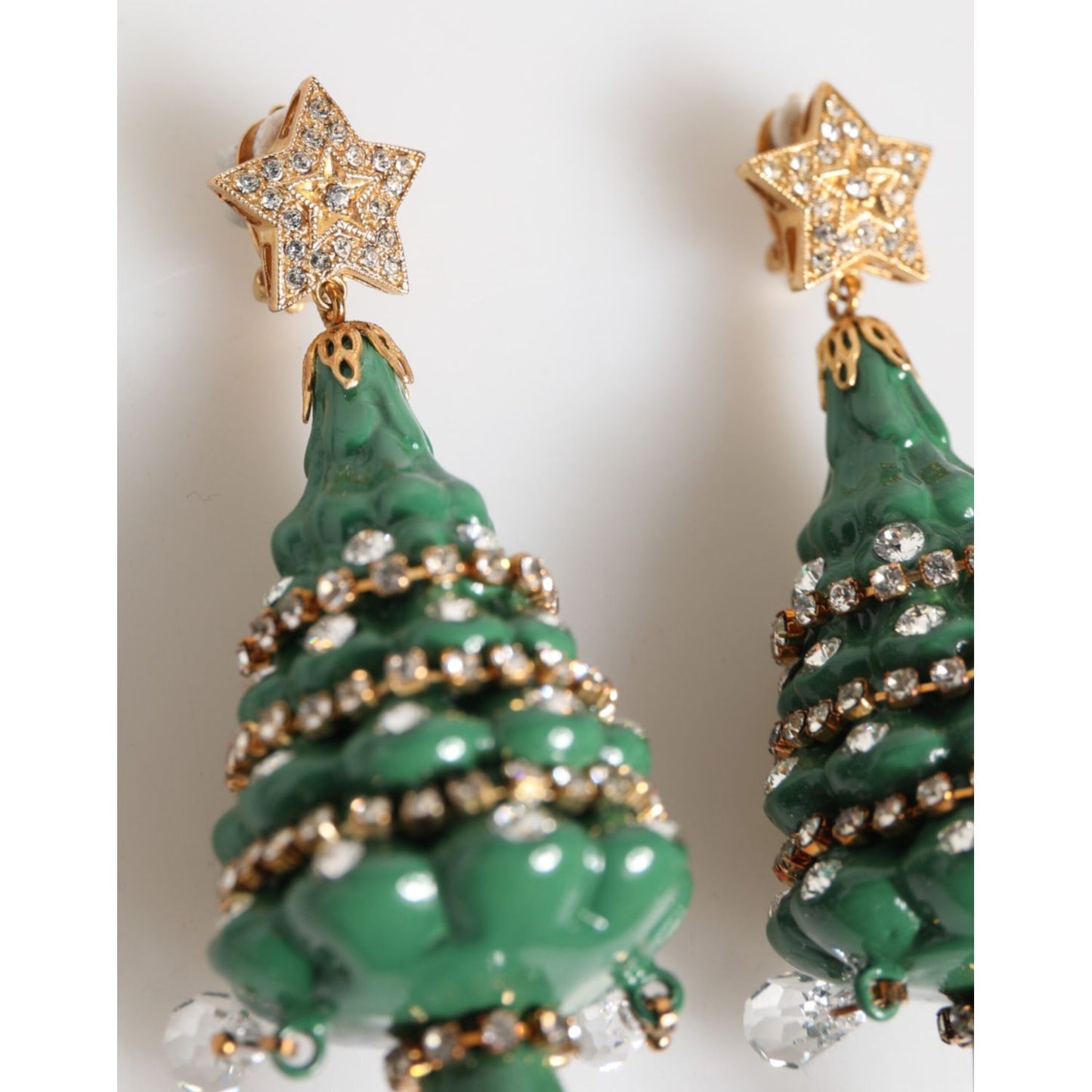 Dolce & Gabbana Gold Brass Multicolour Christmas Tree Earrings