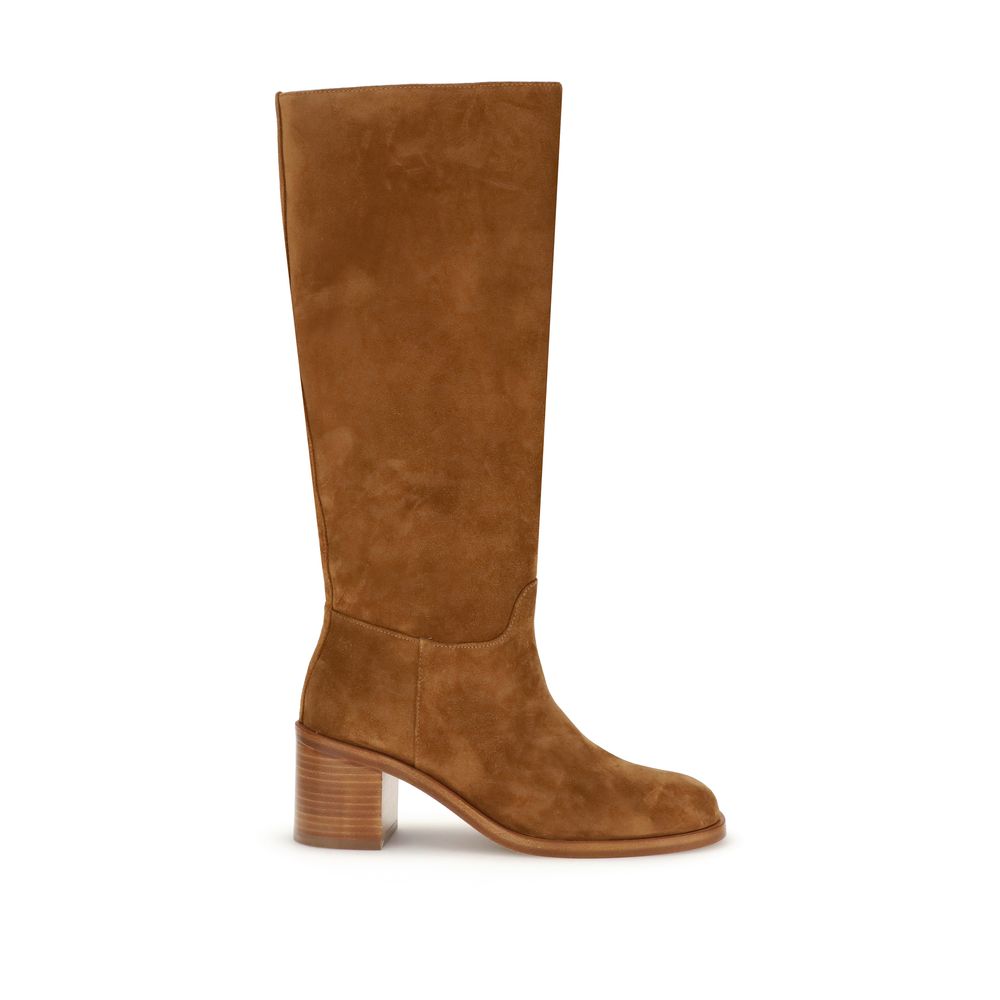 Stuart Weitzman Brown Calf Leather Bos Taurus High Heel Boots