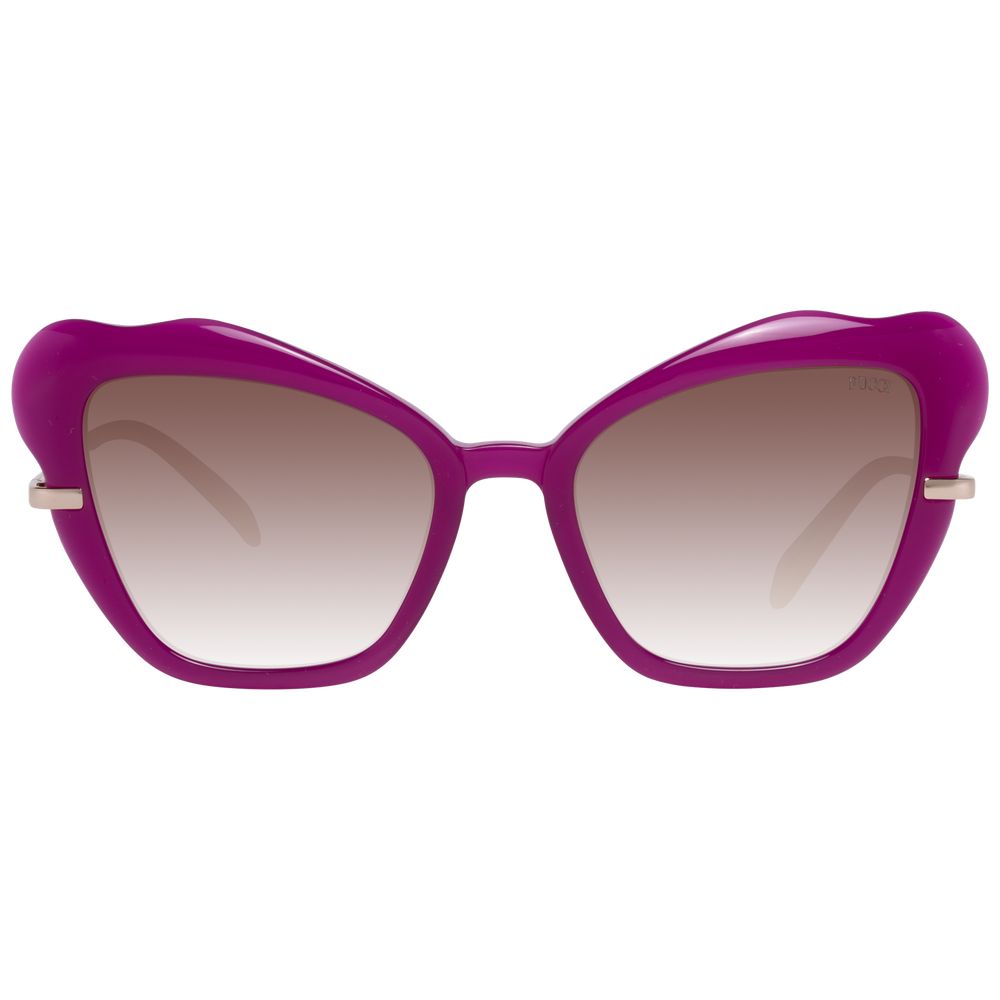 Emilio Pucci Purple Plastic Sunglasses with gradient brown lenses and full-rim butterfly style for women.