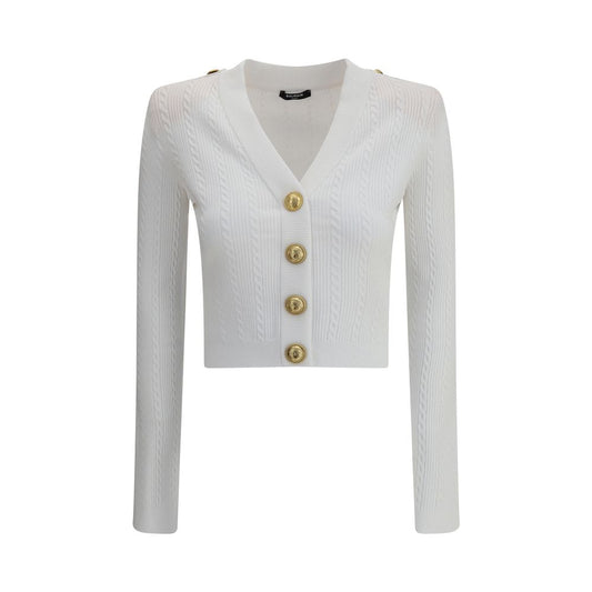 Balmain White Viscose Cardigan