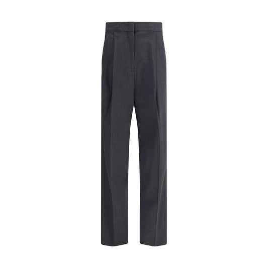 Fabiana Filippi Gray Fleece Wool Casual Pants with diamond loop detail