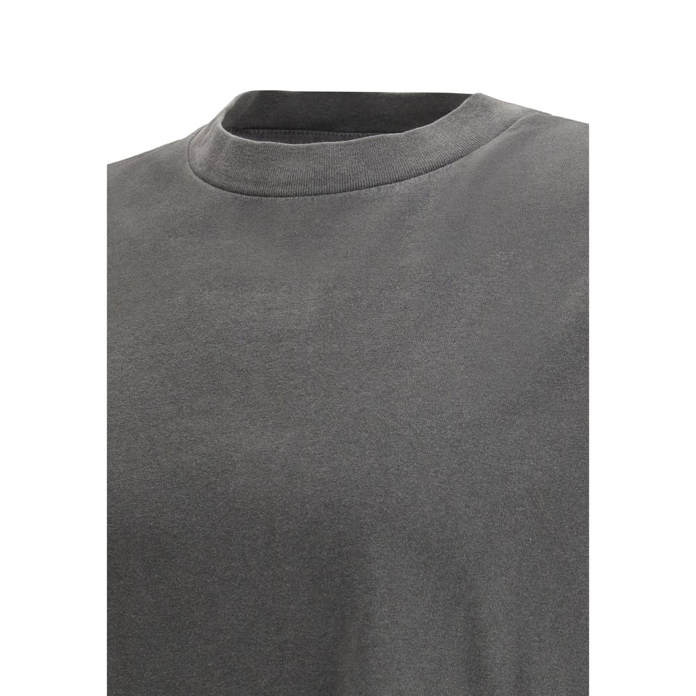 Our Legacy Gray Cotton T-Shirt with ribbed crew neck, vintage design, monochrome pattern, regular fit, AW25 collection