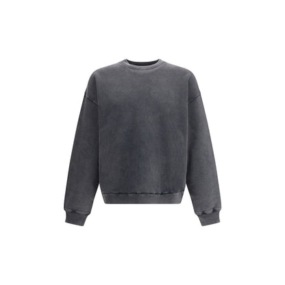 Axel Arigato Gray Cotton Sweatshirt with oversized fit and appliquéd letter patches, sustainable 100% organic cotton for a stylish look.