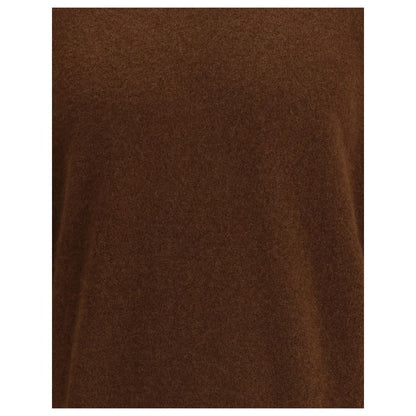 Close-up of Laneus Brown Cashmere Cashmere Sweater fabric texture, highlighting the fine and soft quality of the material.
