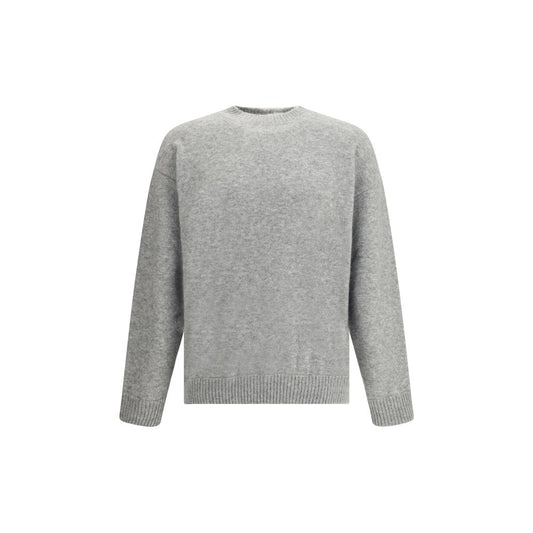 Laneus Gray Cashmere Cashmere Sweater with ribbed crew neck and cuffs, showcasing sophisticated design and luxurious comfort.