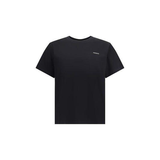 Premiata Black Cotton T-Shirt with classic collar and embroidered logo, featuring short sleeves and cuffs, ideal for casual looks.