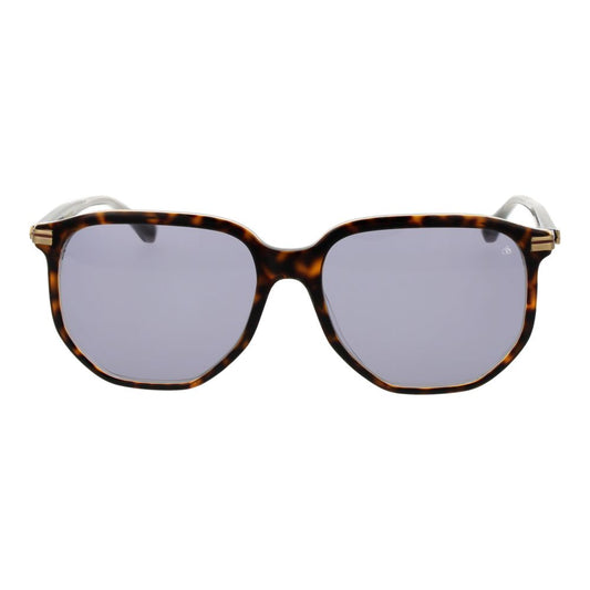 Scotch & Soda Brown Men Sunglass with geometric full-rim metal frame, grey lenses offering 100% UVA & UVB protection, size 56-16-145.