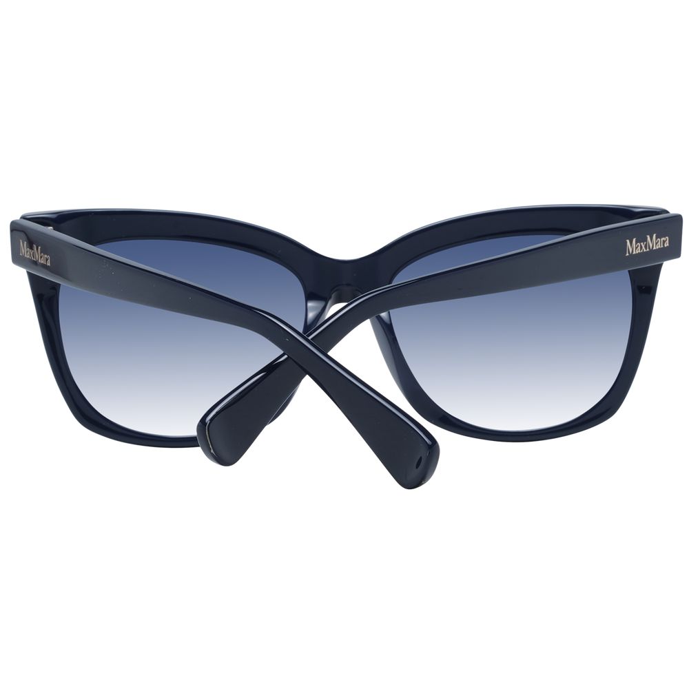 Max Mara Blue Plastic Sunglasses with full-rim cat-eye style, blue gradient lenses, and branded case for women. UV protection included.