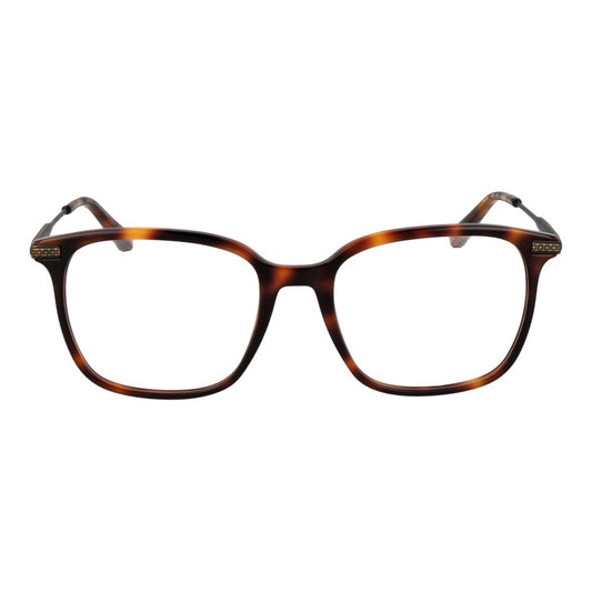 Ted Baker Brown Men Glasses Frame in acetate full-rim style, demo plastic lenses, size 54-19-140, includes branded case.