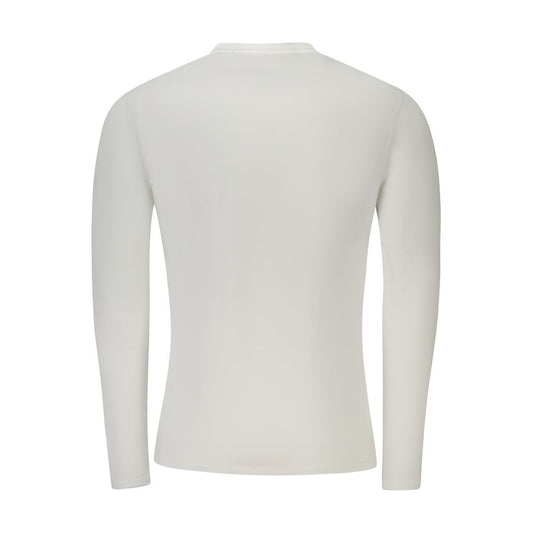 Back view of Guess Jeans White Cotton T-Shirt, long sleeve, super slim fit, organic cotton fabric, with logo applique.