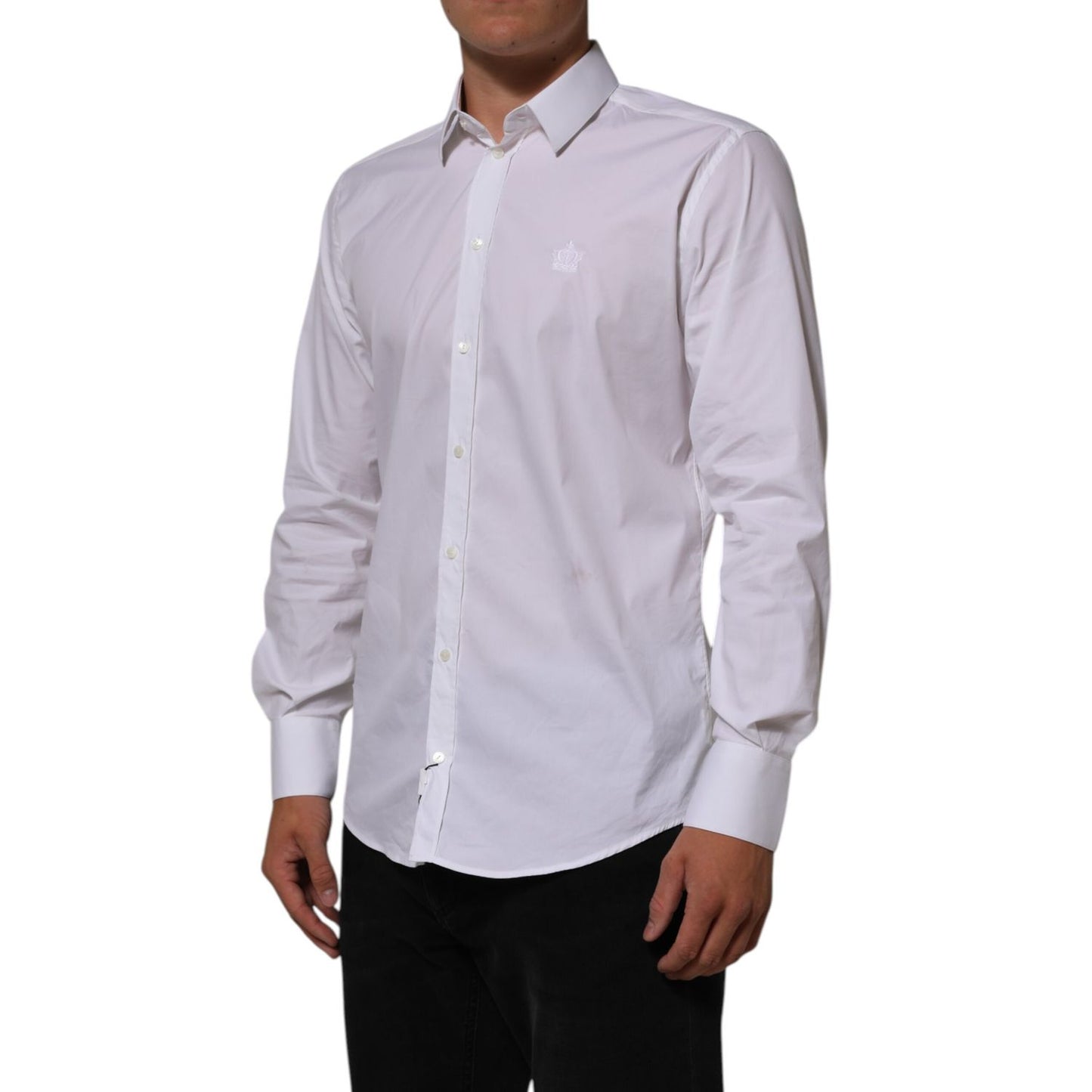 Dolce & Gabbana White Cotton MARTINI Formal Men Dress Shirt