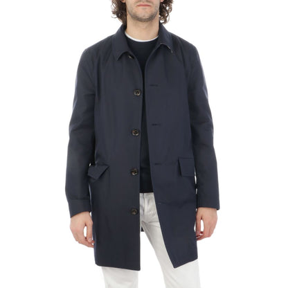 Aquascutum Blue Cotton Men's Raincoat