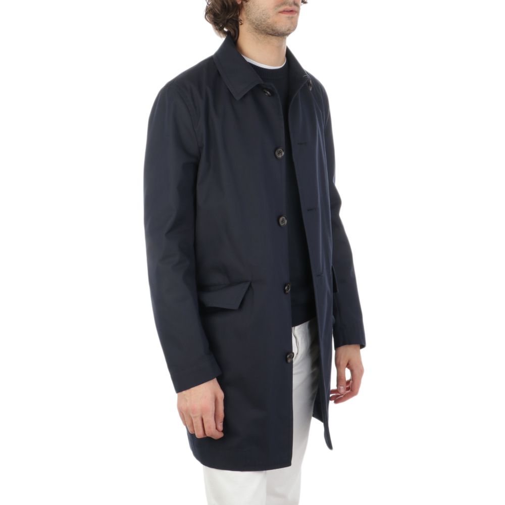 Aquascutum Blue Cotton Men's Raincoat