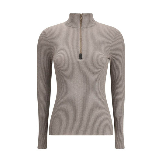 Brunello Cucinelli Zipped high neck Top