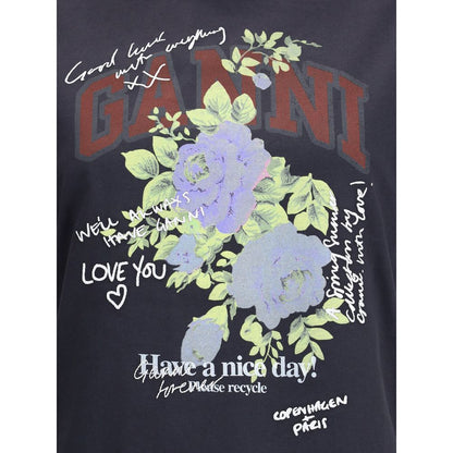 Ganni Black Cotton T-Shirt