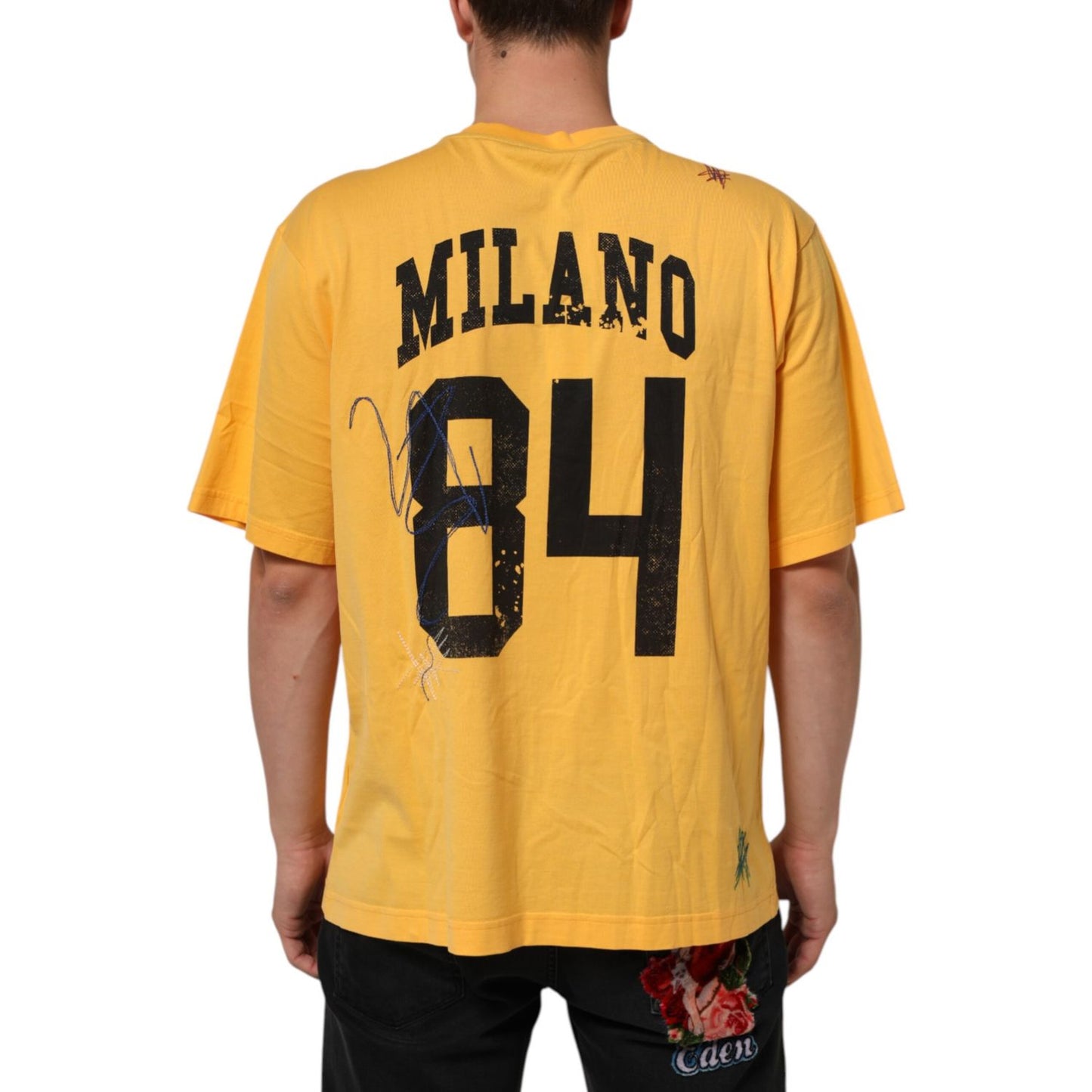 Dolce & Gabbana Yellow Secret Graden Floral Cotton Crew Neck T-shirt