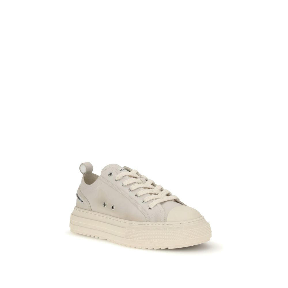 Dsquared² Cream Leather Platform Sneakers