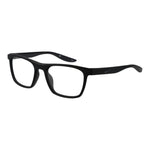 Nike Black Unisex Glasses Frame in stainless steel, full-rim square style, with demo lenses and branded case included.