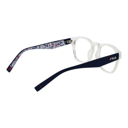 Fila Transparent Plastic Glasses (Frames) with full-rim design and demo lenses, includes branded case. Unisex style, panto shape.