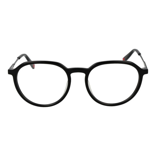 Fila Black Unisex Glasses Frame, stainless steel full-rim, demo lenses, 51-18-140 size, Panto style