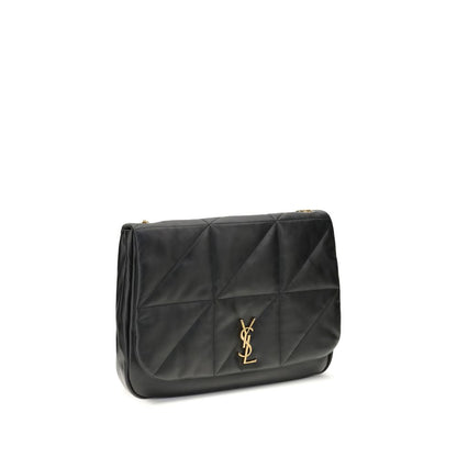 Saint Laurent Black Lamb Ovis Aries Aries Shoulder Bag in soft lambskin with embossed YSL logo and chain strap.