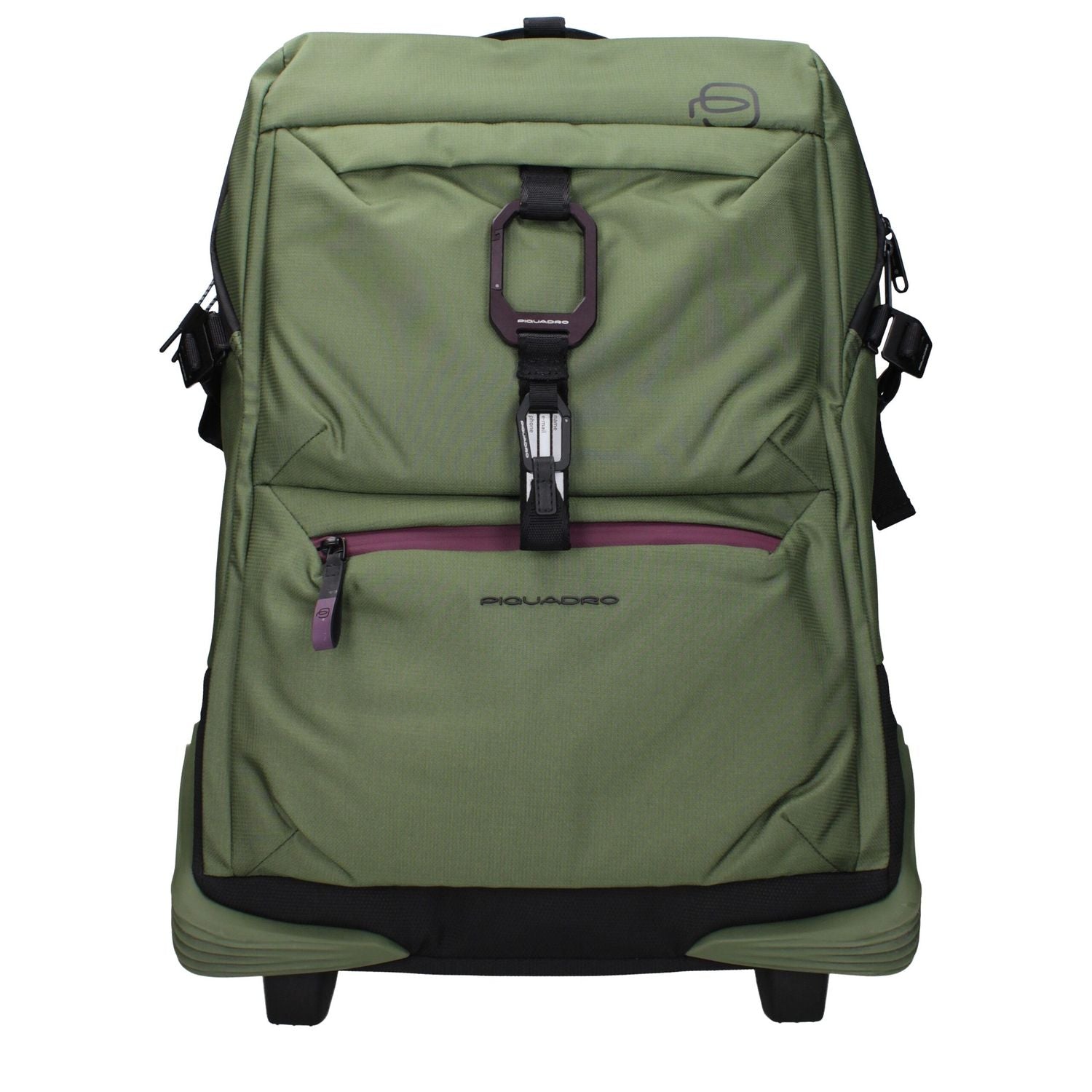 Front view with bag zipped and handles upright.