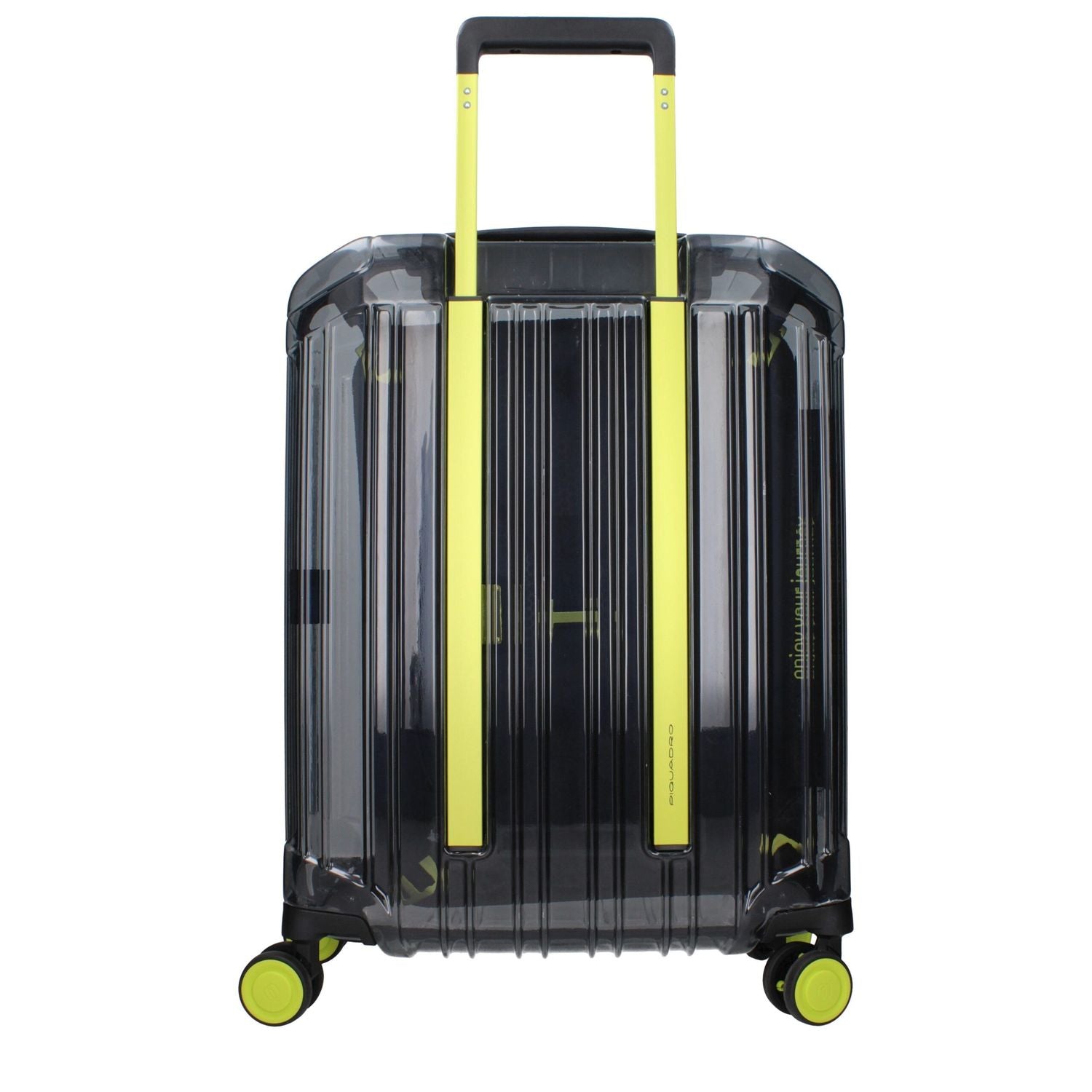 Front view with bag zipped and handles upright.