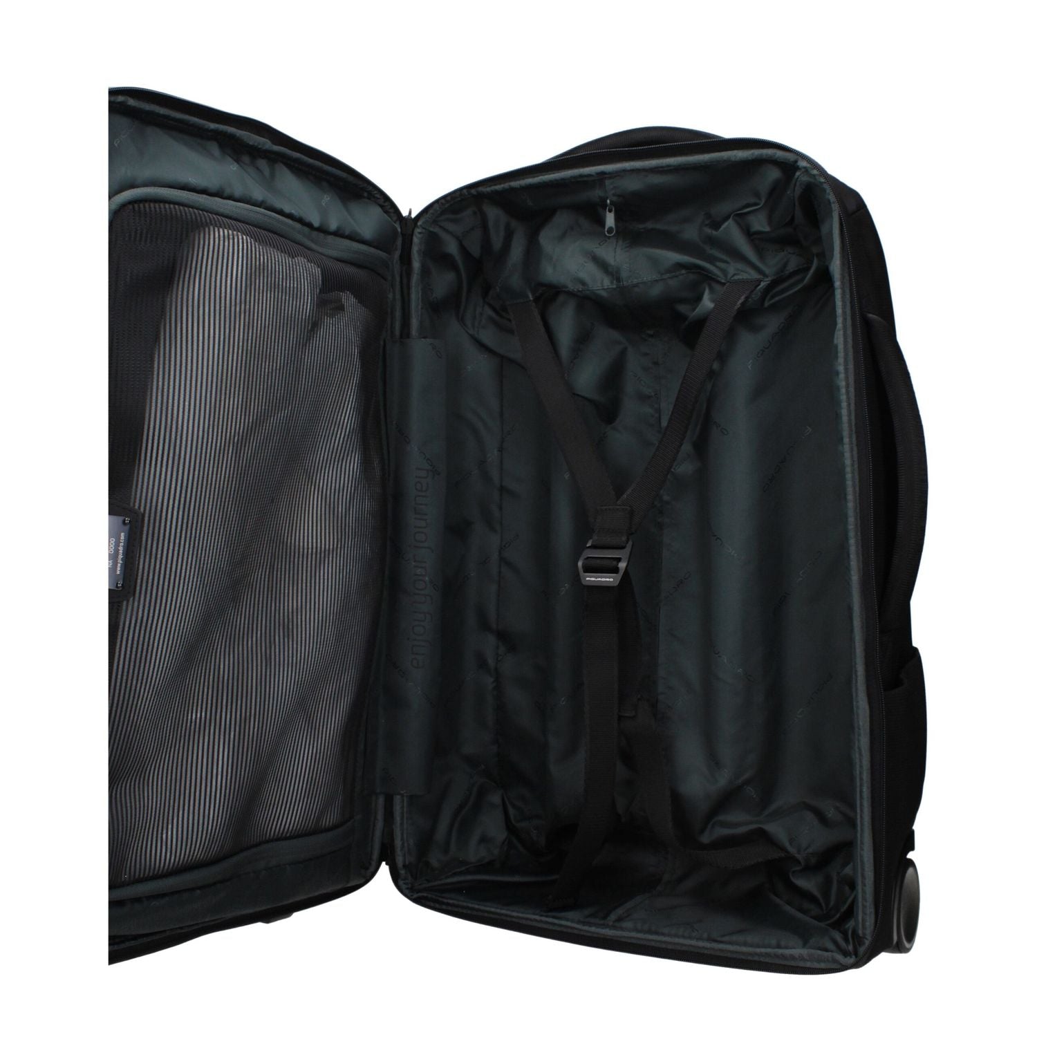 Front view with bag zipped and handles upright.