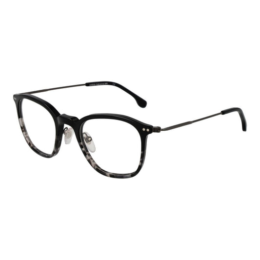 Lozza Black Metal Glasses (Frames) unisex square full-rim design, black metal frame with demo plastic lenses, size 48-21-140.