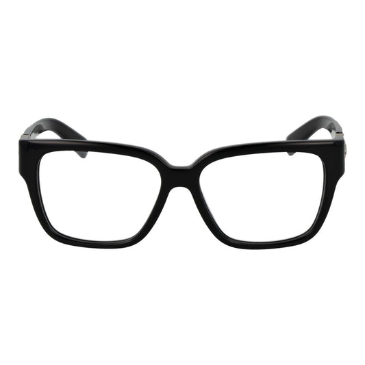 Longchamp Black Women Glasses Frame in acetate, full-rim, rectangle style with demo plastic lenses.