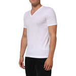 Dolce & Gabbana White Cotton V-Neck Short Sleeves T-shirt