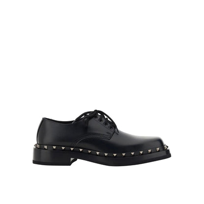Valentino Garavani Black Calfskin Oxfords And Derbies