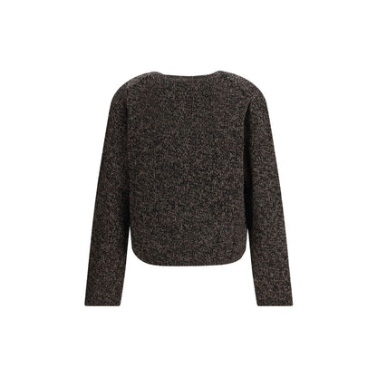 Back view of Our Legacy Brown Wool Cardigan featuring relaxed fit and ribbed detailing with superfine Italian yarn for comfort.