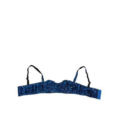 Dolce & Gabbana Blue Sequin Embellished Balconnet Bra Underwear