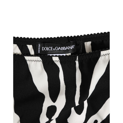 Dolce & Gabbana Black White Zebra Print Slip Briefs Underwear