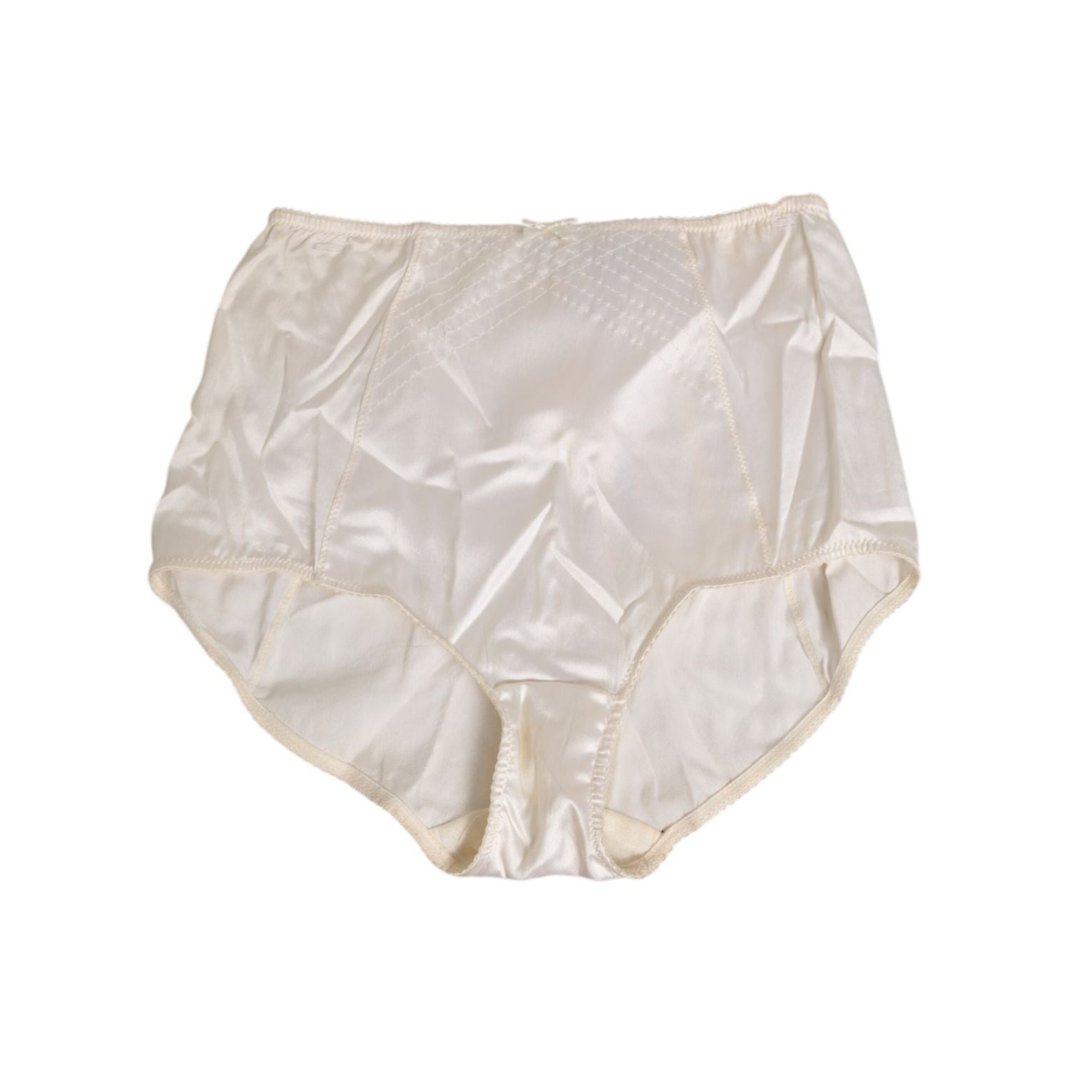 Dolce & Gabbana Off White Silk High Waist Girdle Panty Underwear