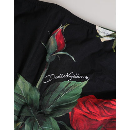 Dolce & Gabbana Black Side Tie Floral Bikini Bottom Swimwear