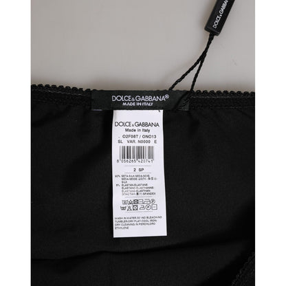 Dolce & Gabbana Black Silk Stretch High Waist Panty Underwear