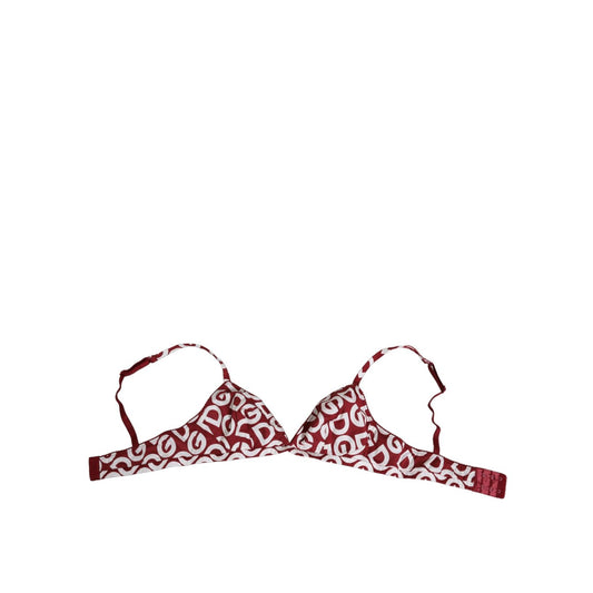 Dolce & Gabbana Red White Logo Mania Soft Cup Bra Underwear