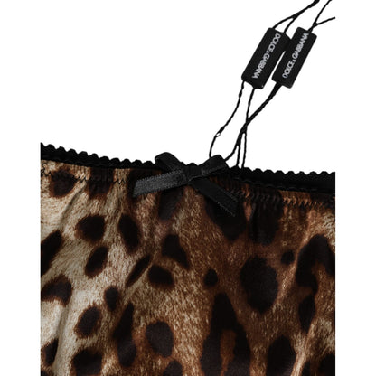 Dolce & Gabbana Brown Leopard Silk Mid Waist Panty Underwear