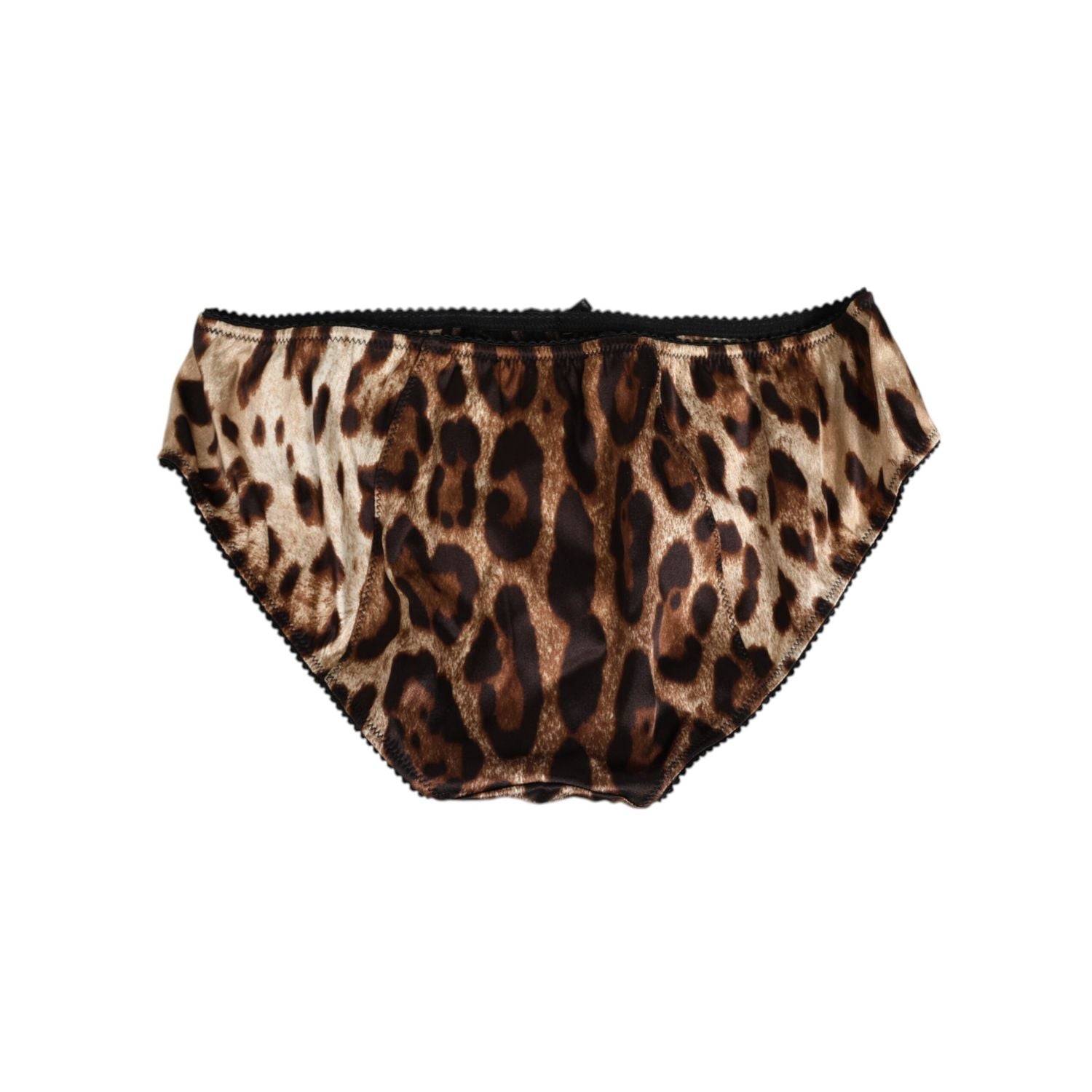 Dolce & Gabbana Brown Leopard Silk Mid Waist Panty Underwear