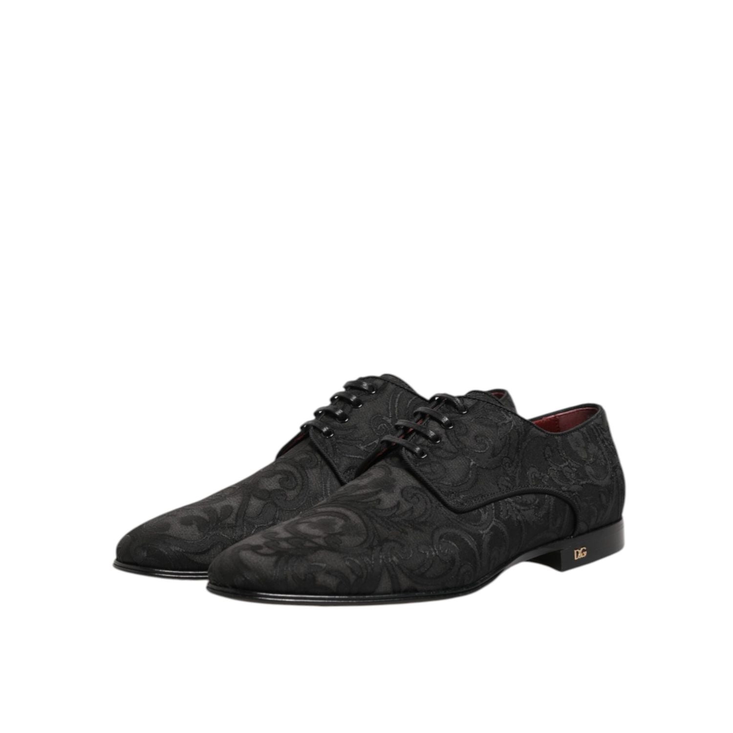 Dolce & Gabbana Black Brocade Lace Up Derby Men Dress Shoes