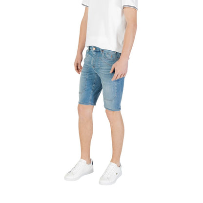Jeckerson Light Blue Cotton Bermuda Shorts
