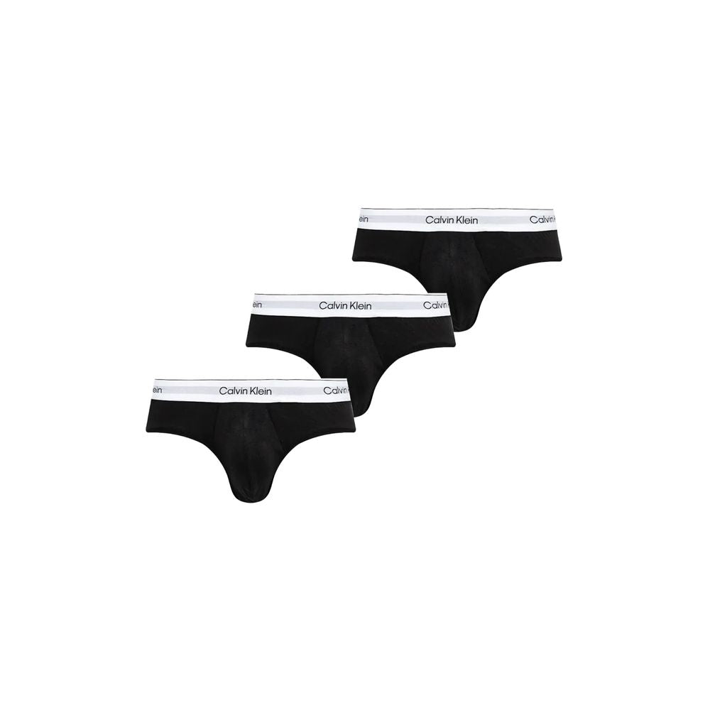 Calvin Klein Underwear Black And White Cotton Briefs, 3-pack, featuring logo waistband and soft cotton blend for comfort and style.