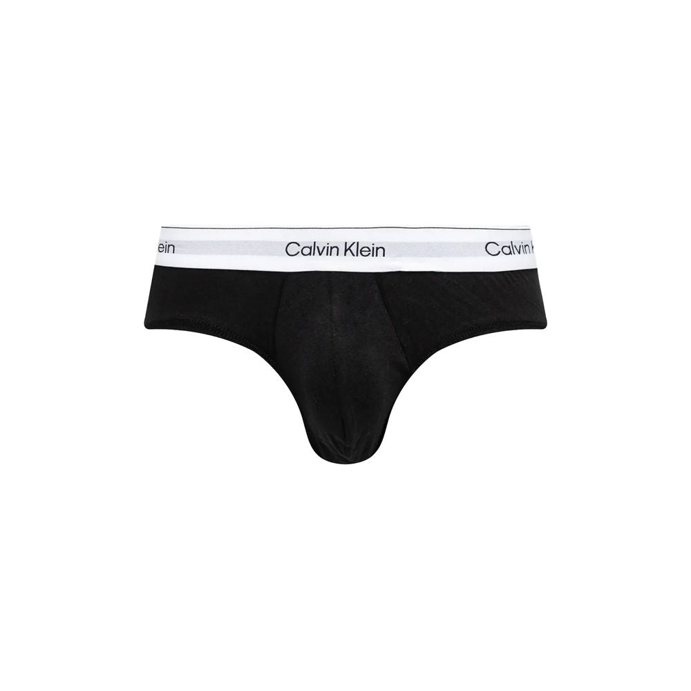 Calvin Klein Underwear Black And White Cotton Briefs with logo waistband for men, offering comfort and a perfect fit.
