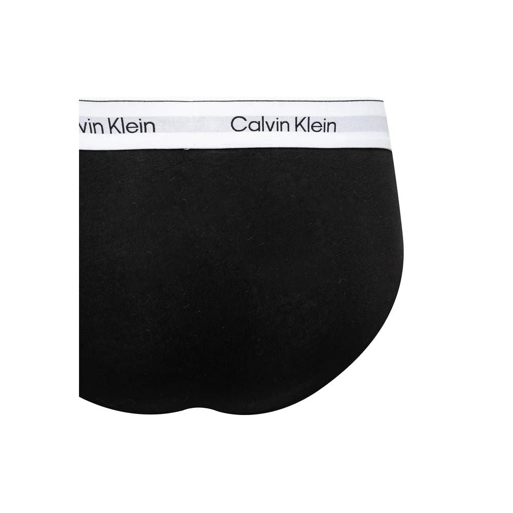 Calvin Klein Underwear Black And White Cotton Briefs with logo waistband.