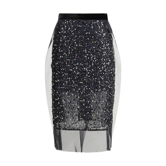 Sacai Black Polyester Midi Skirt