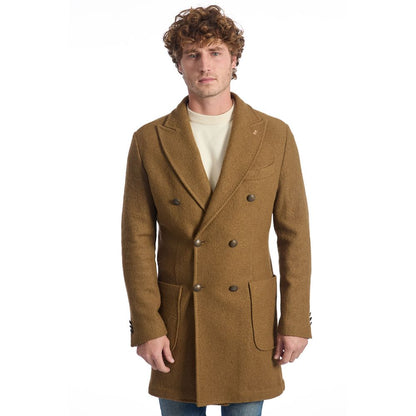 Roberto Pepe Luxury Brown Wool Coat