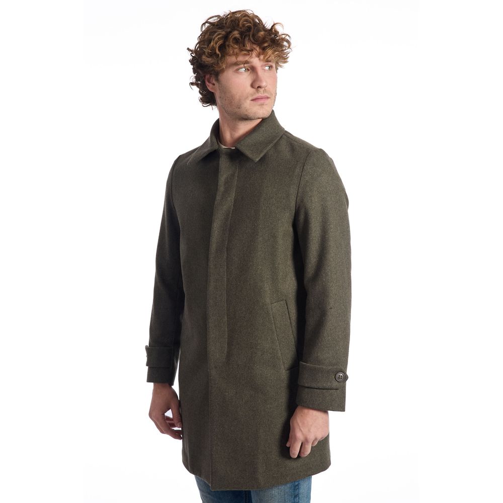 Roberto Pepe Luxury Green Wool Coat